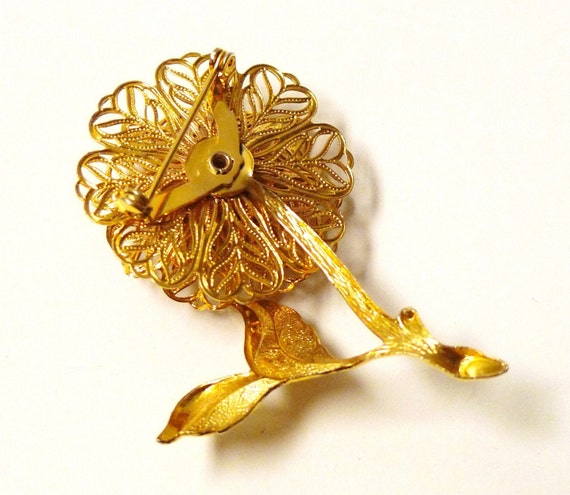 70s FULL BLOOM flower brooch - image 8