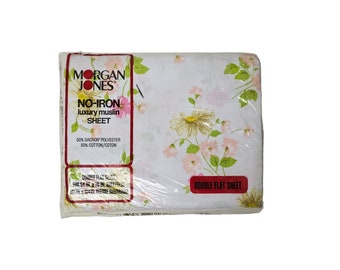 60s - 70s DEADSTOCK Morgan Jones Flower Song No-Iron luxury muslin sheet . double flat sheet . made in USA