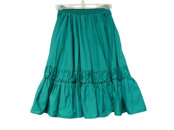 70s green square dance rockabilly full skirt . sm… - image 2