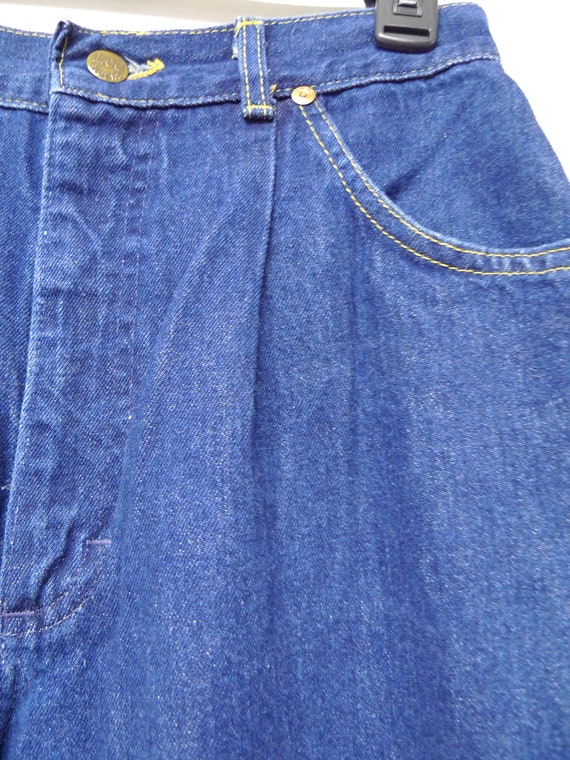 Lee . 80s 90s high waist blue denim pleated jeans… - image 4