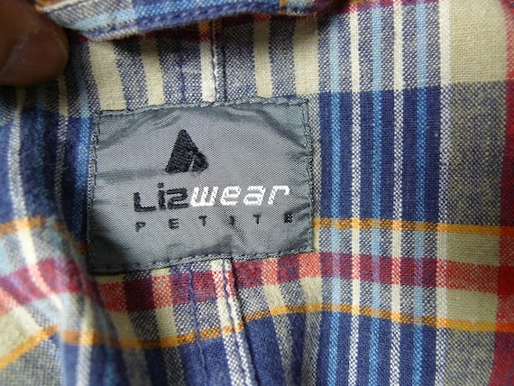 Lizwear Petite . 80s plaid linen cotton blend bla… - image 4