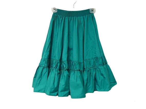 70s green square dance rockabilly full skirt . sm… - image 3