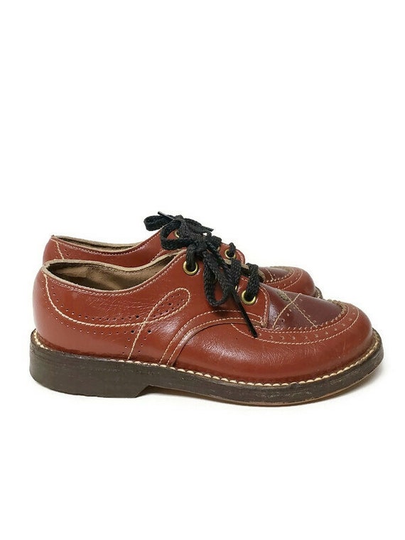 60s 70s kids 2-tone leather shoes . kids 9.5 - 10 - image 3