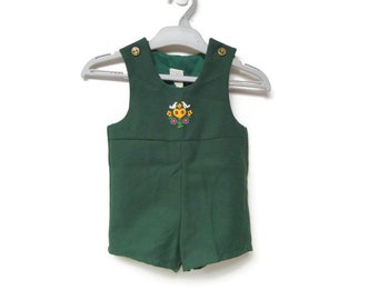 60s - 70s green embroidered romper . 24 months