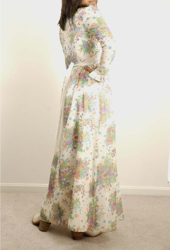 vintage 70s floral prairie long dress .  XS - S - image 4