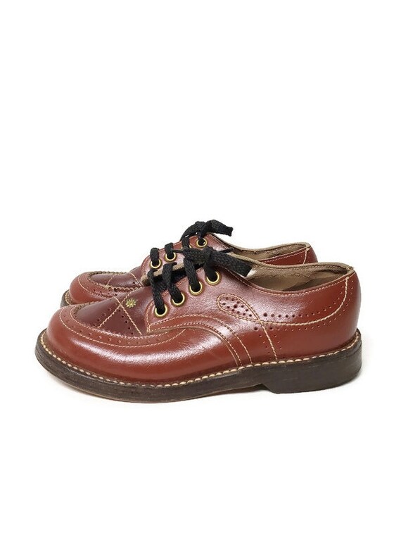 60s 70s kids 2-tone leather shoes . kids 9.5 - 10 - image 6