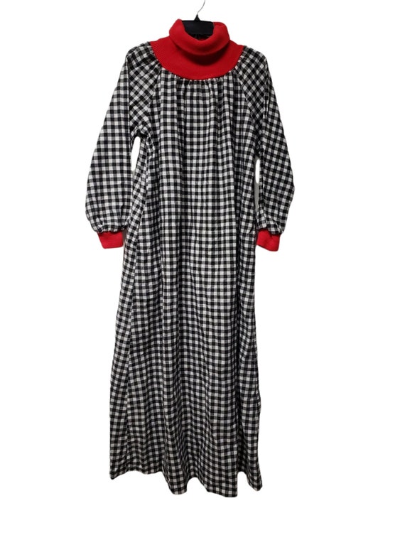 70s Clovis Ruffin black and white gingham long sl… - image 2