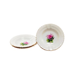 50s 3-pieces shabby chic ROSE ashtray / trinket dishes . Japan image 2