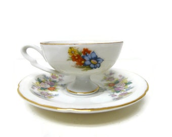 40s 50s Yamaka demitasse footed cup and saucer . made in Occupied Japan