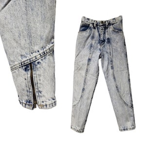 80s EJ Gitano high rise zippered leg acid wash denim jeans . youth size 12