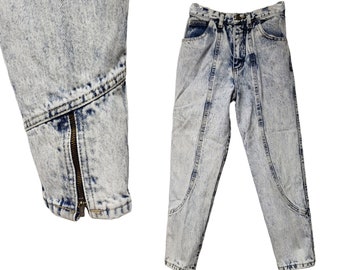80s EJ Gitano high rise zippered leg acid wash denim jeans . youth size 12