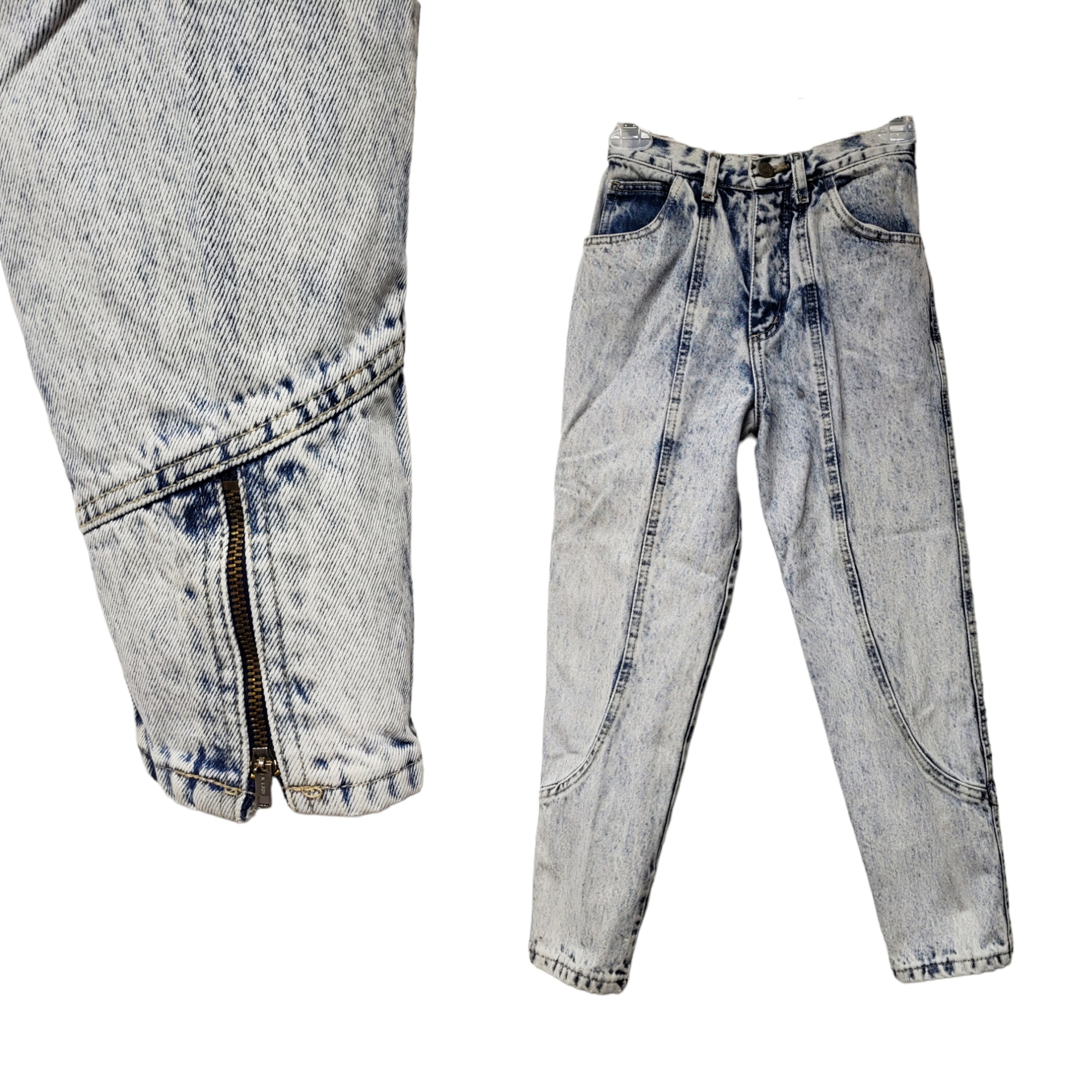 80s EJ Gitano high rise zippered leg acid wash denim jeans . youth size 12