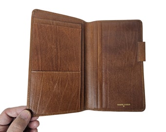 90s - 00s all leather multi-pocket / checkbook wallet