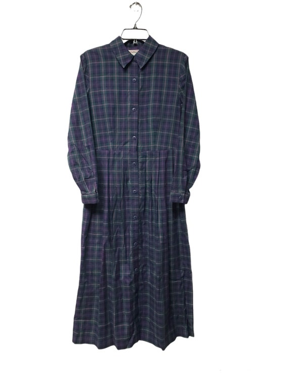 90s - 00 Talbots pleated long sleeves plaid dress… - image 5