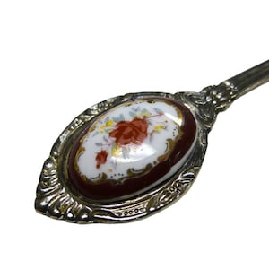 antique Rose design porcelain souvenir collectible spoon / teaspoon image 3