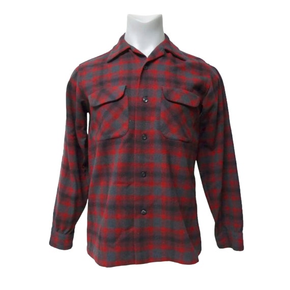Vintage 60s Pendleton Wool Plaid Shirt - Made in … - image 1