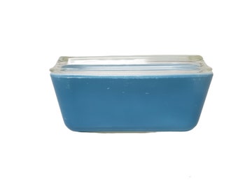 60s - 70s Pyrex 502-B Blue Medium Refrigerator Jar & Lid