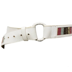 80s - 90s  Chico&#39;s genuine leather single ring buckled belt . medium . made in India