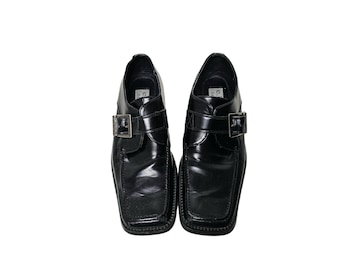 90s - 00s e.k.n.y. black leather square toe single strap monk shoes  . size 8