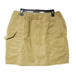 90s Y2K L.A. Blues khaki brown denim mini carpenter skirt . size 16 image 2