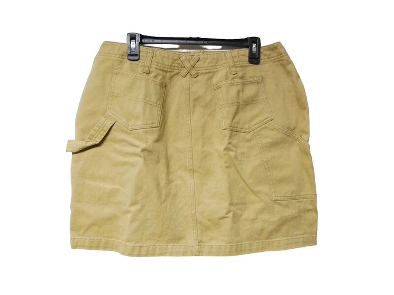 90s Y2K L.A. Blues khaki brown denim mini carpenter skirt . size 16 image 2