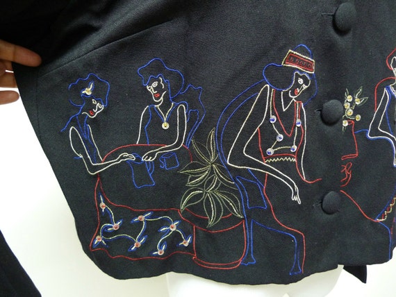 80s - 90s Karin Stevens embroidered top /  jacket… - image 4