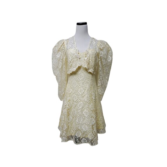 Vintage 80s Lace Dress with Bolero - Mayvens of California - Size 9