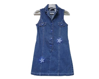 Y2K Expressions sleeveless denim shirt dress . girls 6 / 6X