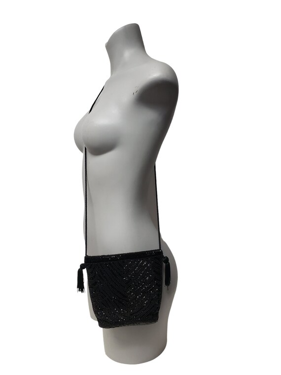 90s Talbots chevron pattern micro-beaded fringe b… - image 3