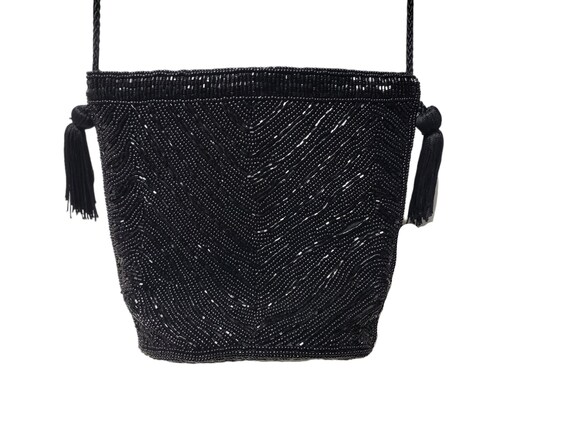 90s Talbots chevron pattern micro-beaded fringe b… - image 1