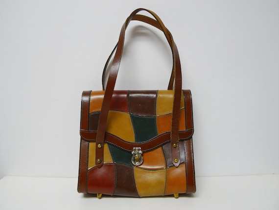 60s 70s patchwork framed handbag