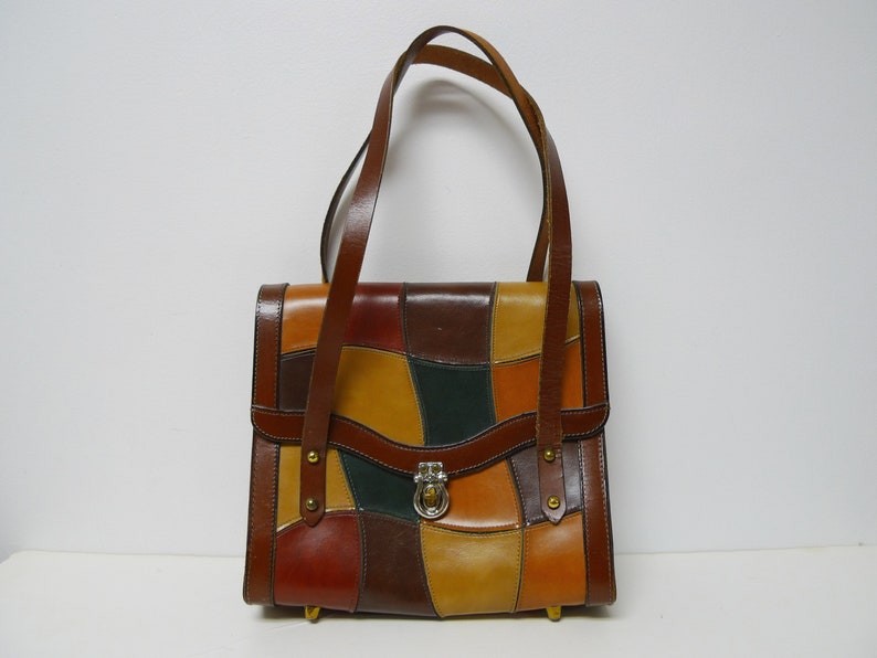 60s 70s patchwork framed handbag