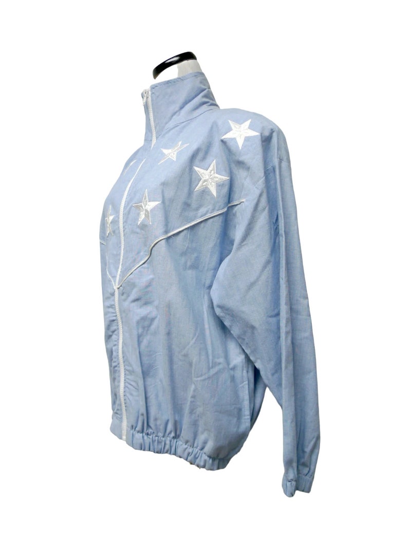 La Costa . white stars blue light jacket . loose fit . medium . made in USA image 3