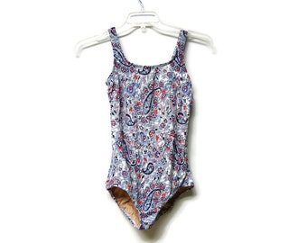 red, white and blue 1-piece bathing suit . fits M - L