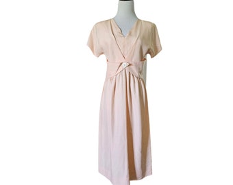 70s - 80s  Brijo light peach short sleeve dress . size 6 . made in USA