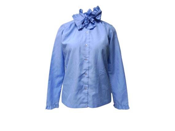 70s - 80s Lucky Winner ruffled button down long s… - image 1