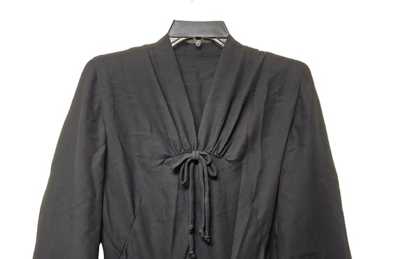 40s black pleated V-neck dress . fits - image 4