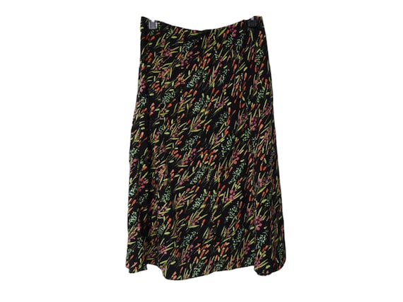 90s Requirements neon floral printed midi poly sk… - image 1