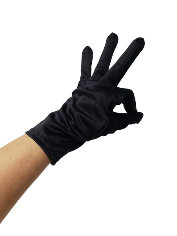 60s - 70s black nylon short gloves