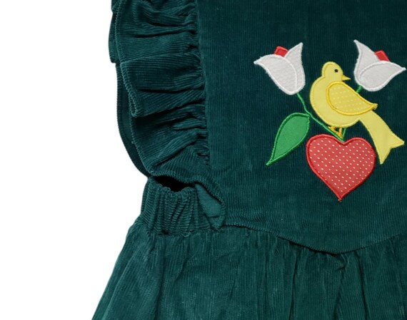 70s ruffled corduroy pinafore dress . made in the… - image 7