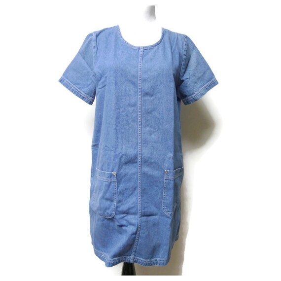 Y2K Route 66 blue denim pullover shirt dress . si… - image 3