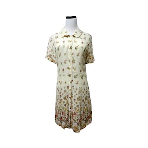 90s Solutions Original floral print sheer shirt dress . medium