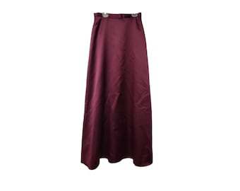 90s burgundy satin maxi skirt . size 10