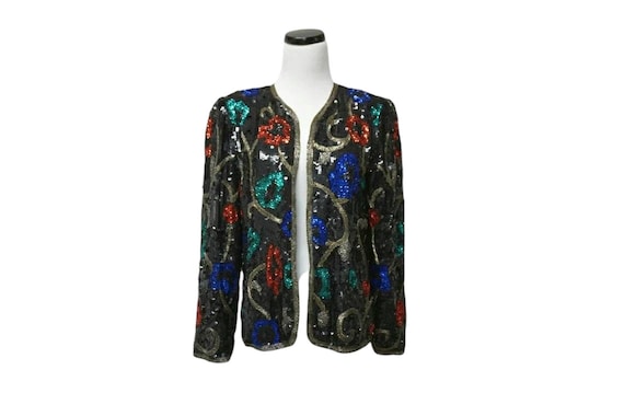 80s - 90s SCALA pure silk evening jacket . medium - image 1