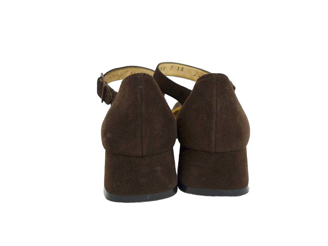 00s SALVATORE FERRAGAMO Dark Brown Suede Leather Shoes