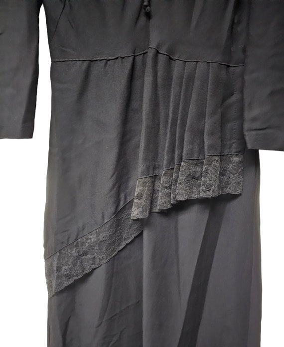 40s black pleated V-neck dress . fits - image 5