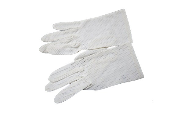 50s circle pattern white gloves - image 3