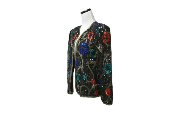 80s - 90s SCALA pure silk evening jacket . medium - image 2