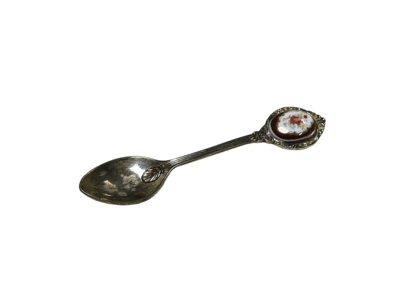 antique Rose design porcelain souvenir collectible spoon / teaspoon image 2