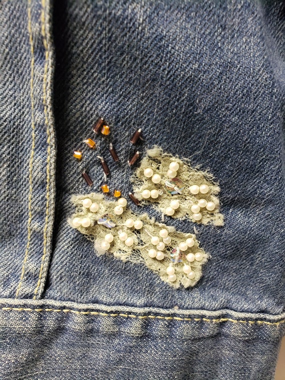 y2k Old Navy beaded and patched cropped denim jac… - image 8
